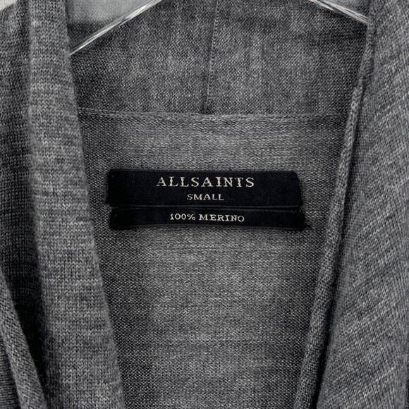 ALLSAINTS Drina Ribbed Cardigan Womens Small Heather Gray Merino Wool Zip - Picture 13 of 16